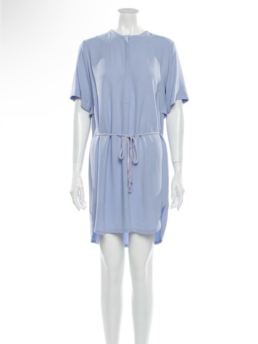 Adam Lippes Designer Blue Dress Crew Neck Tassel Belt Detail Made in USA Size 4